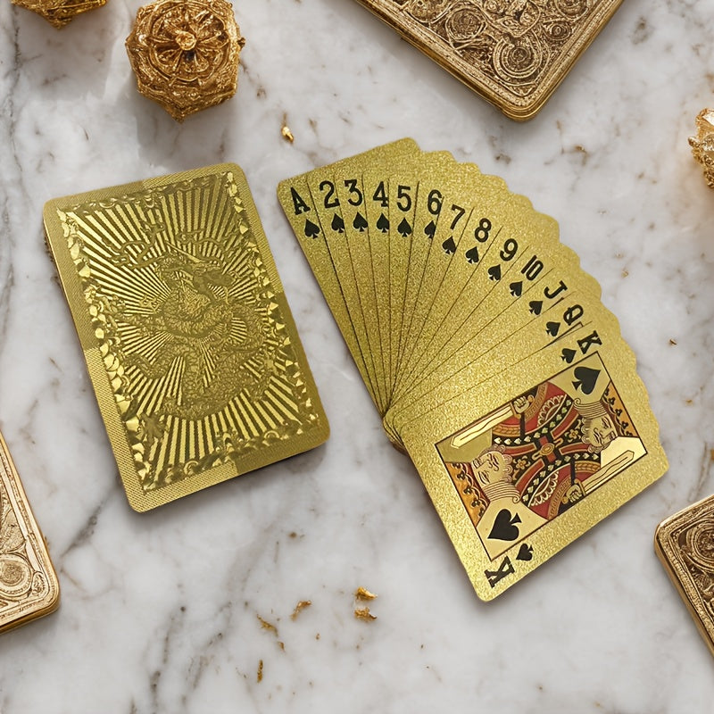 1 Jeu de cartes à jouer en PVC Golden Dragon, jeu de poker durci durable, jeu universel pour la Saint-Valentin, Thanksgiving, Noël, Halloween, fêtes du Nouvel An
