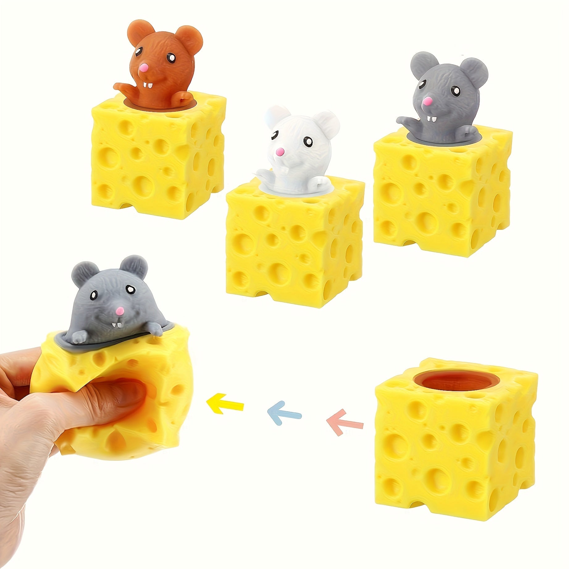 24 pièces Jouets Souris à Presser et Détendre - Cadeaux de Fête Amusants, Couleurs Mélangées (Gris, Blanc, Marron), Matériau en Polyester Doux, Parfaits pour Anniversaires, Cadeaux & Détente, Jouets Ludiques | Souris Cartoon | Jouet Anti-Stress Durable