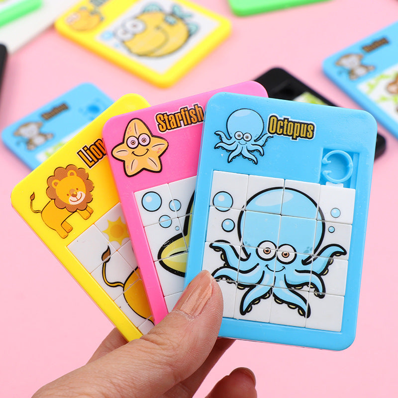 12pcs - Puzzle Coulissant pour Jeunes Animaux, Entraînement à la Pensée Logique, Jouet de Puzzles, Convient aux Jeunes pour Développer leur Cerveau (Couleur et Motif Aléatoires)