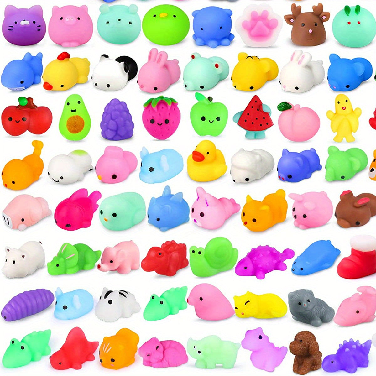 16\u002F24\u002F40pcs Kawaii Squishy Toys Bulk Set, Ensemble Mixte de Couleurs TPU Mochi Stress Relief Fidget Toys, Mini Squishies pour les Faveurs de Fête, les Prix de Classe, les Bonbons de Noël