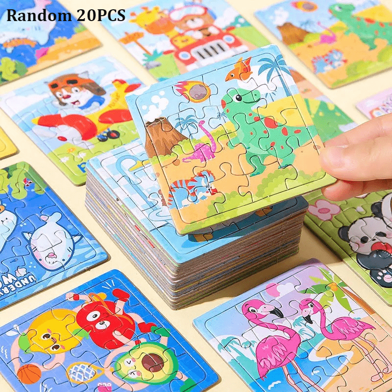 20PCS Mini Puzzle de papier d'animal de cartoon éducatif Jouet pour les fêtes d'anniversaire et les cadeaux de Noël et d'Halloween les plus appropriés (Style aléatoire)