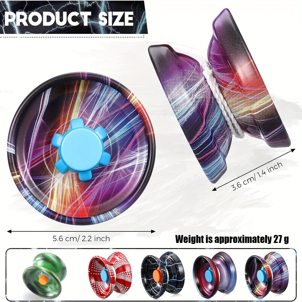 Lot de 4 Yo-Yos Métalliques Réactifs avec Corde Tournante, Yo-Yo Amovible pour une Durabilité Éblouissante - Idéal pour Débutants
