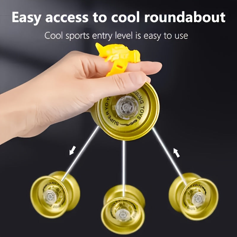 Yo-Yo Métallique Durable avec 1 Roue de Couleur Aléatoire - Couleurs Vibrantes, Poignée Ergonomique, Cadeau Idéal pour Noël, Halloween, Anniversaires & Fêtes (3 ans et plus)