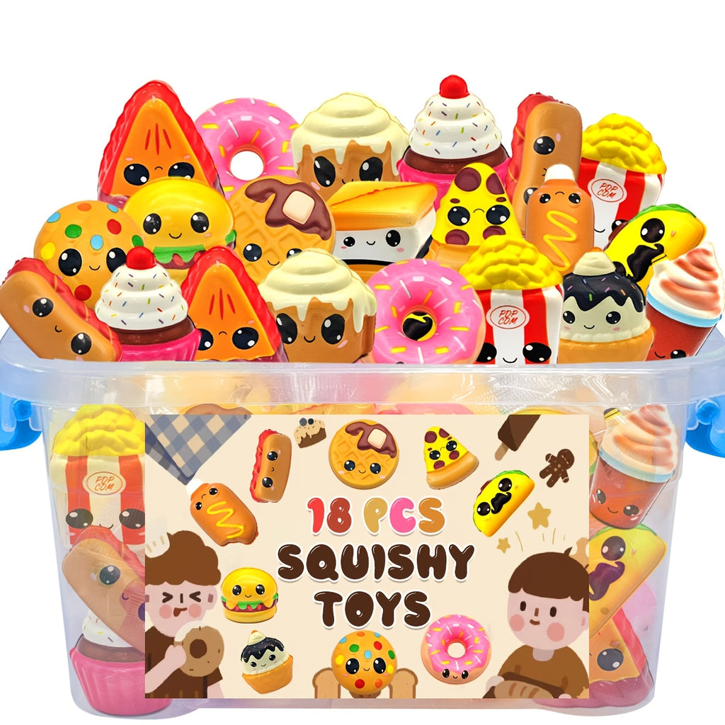 18pcs Jouets Squishy Alimentaires, Jouets Squishies Jumbo à Montée Lente, Cadeau d'Hiver, Remplissage de Sac de Friandises, Remplissage de Piñata, Cadeaux d'Anniversaire, Prix de Coffre au Trésor, Cadeau de la Saint-Valentin