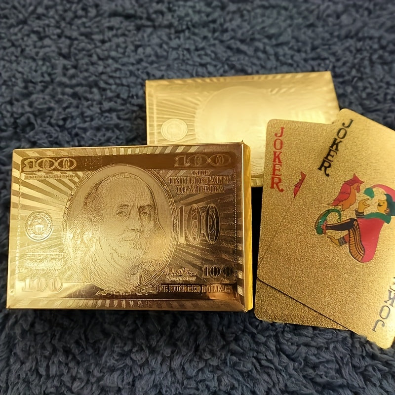 Jeu de Cartes en Plastique Doré Imperméable, Souple et de Haute Qualité, Idéal pour Fêtes et Jeux, Cadeau