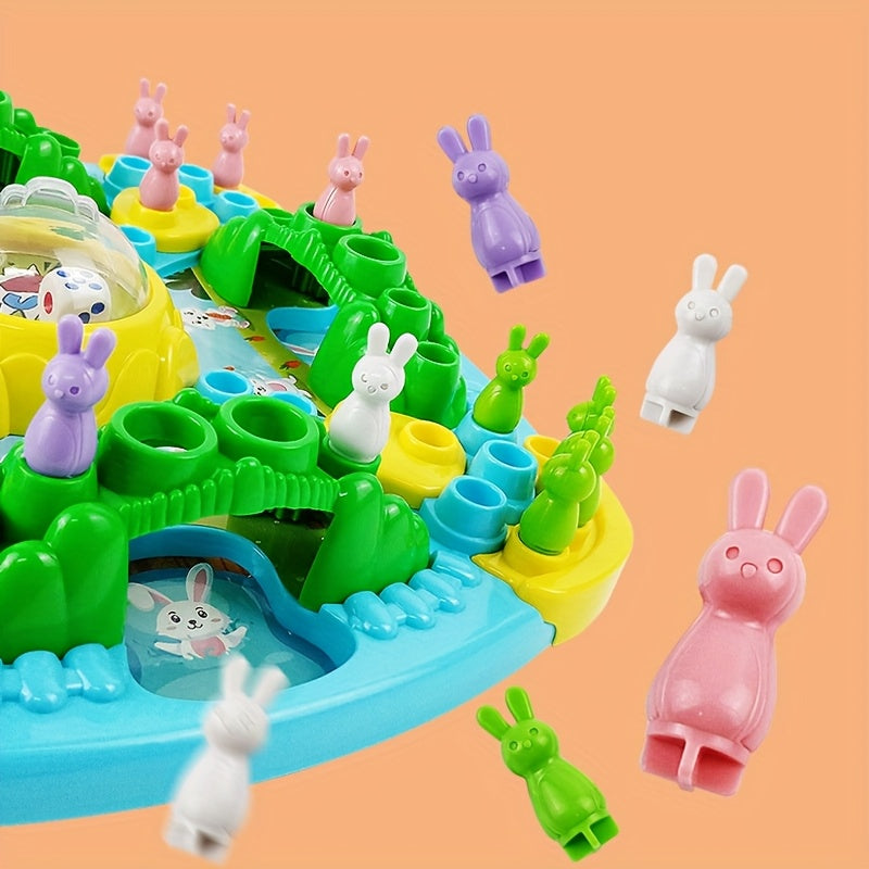 Jeu d'Échecs Volant Petit Lapin - Stratégie Familiale Interactif pour 4 Joueurs, Jouet Éducatif pour 3 ans et plus, Pièces de Lapins Colorées & Conception Amusante de Tunnels, Matériau ABS Durable, Cadeau Idéal pour Anniversaire et Noël