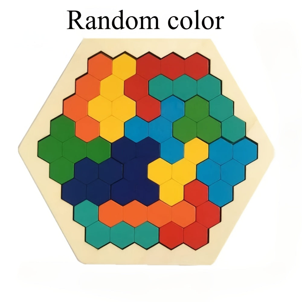 Puzzles en bois hexagonaux en 3D pour enfants, conçus comme jouets éducatifs. Ces jeux de Tangram sont parfaits pour tester l'intelligence et font des cadeaux de Noël et de vacances.