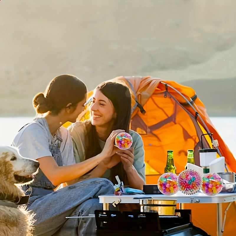 1pc Balle à Presser Jouet - Couleur Mixte en Caoutchouc pour Soulagement de l'Anxiété Sensorielle - Boule de Raisin Arc-en-ciel, Humide et Lisse