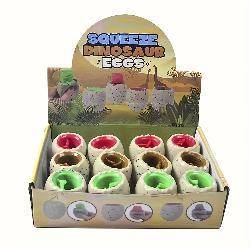 3 pièces Jouets à Presser Œufs de Dinosaure Colorés - Design Fissuré Texturé, Couleurs Variées (Vert, Rouge, Rose), Amusement et Détente pour Enfants, Idéal pour Anniversaires, Vacances et Cadeaux de Pâques, Jouets Dinosaures