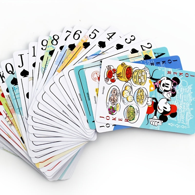 54 pièces de jeu de poker Mickey et amis, matériau papier, basé sur le poker de table Lucky, avec boîte de conteneur, adapté aux réunions familiales, fêtes et célébrations de vacances - Idéal pour Noël, Halloween, Pâques, cadeau de Nouvel An