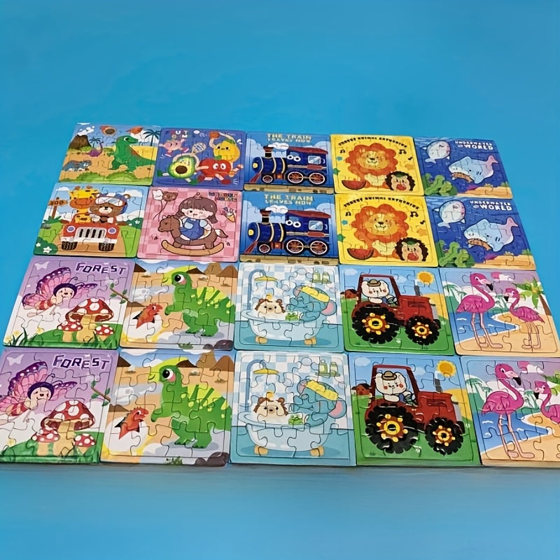 20PCS Mini Puzzle de papier d'animal de cartoon éducatif Jouet pour les fêtes d'anniversaire et les cadeaux de Noël et d'Halloween les plus appropriés (Style aléatoire)