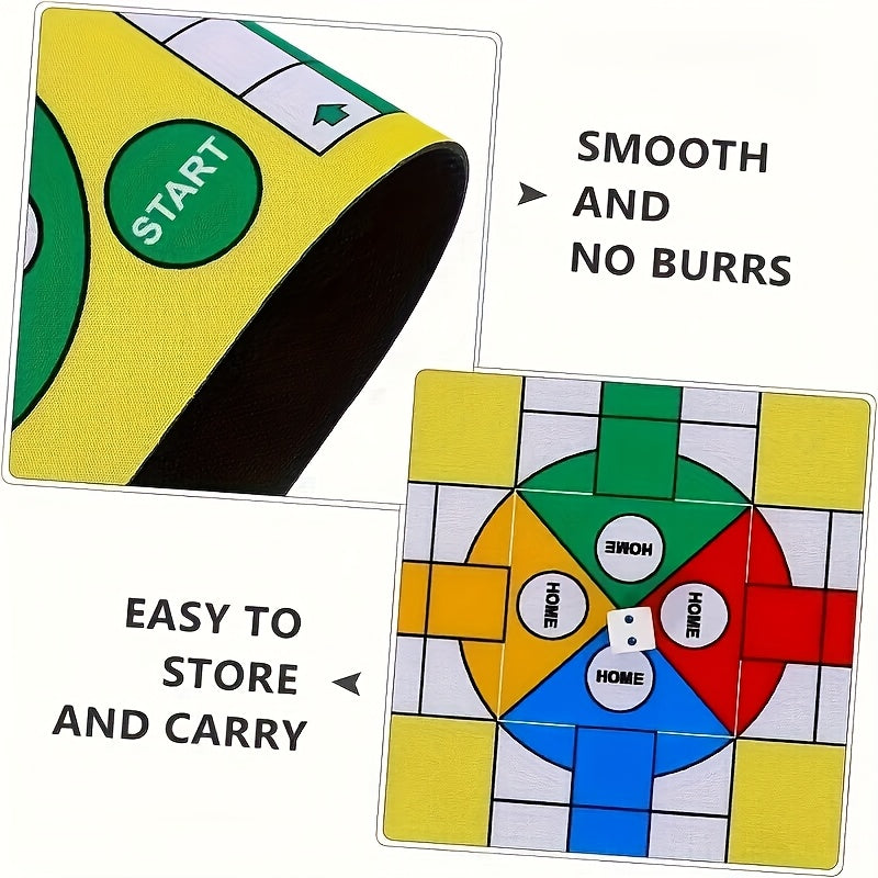 Une version simplifiée de l'échecs volants à quatre personnes avec 16 pièces d'échecs + tapis d'échecs + dés, un design polyvalent et léger pour le divertissement à tout moment et n'importe où.