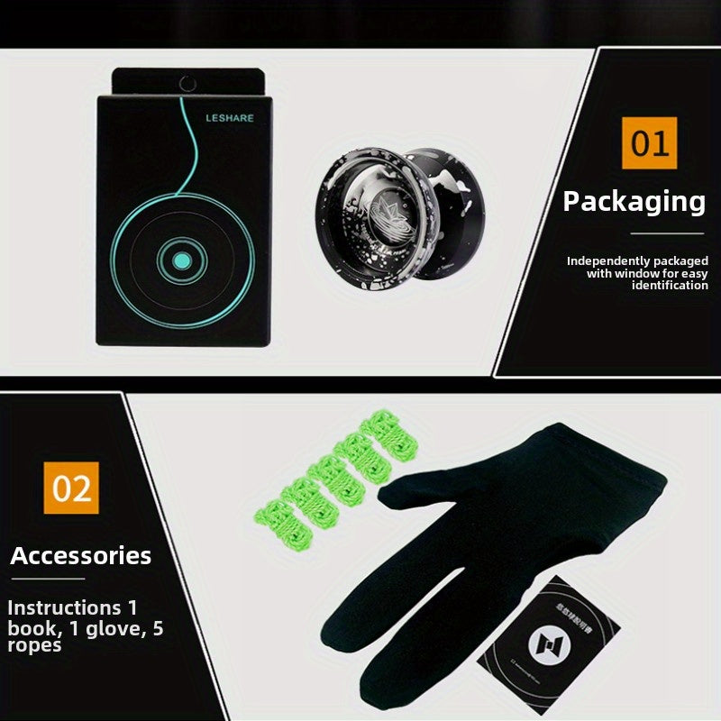 1pc X2 Yoyo Ball noir et or - Qualité professionnelle, sommeil longue durée, alliage d'aluminium, idéal pour le jeu compétitif et les cadeaux, Yoyo de jeu compétitif | Design élégant | Impression haute qualité, Jeu de société Yoyo