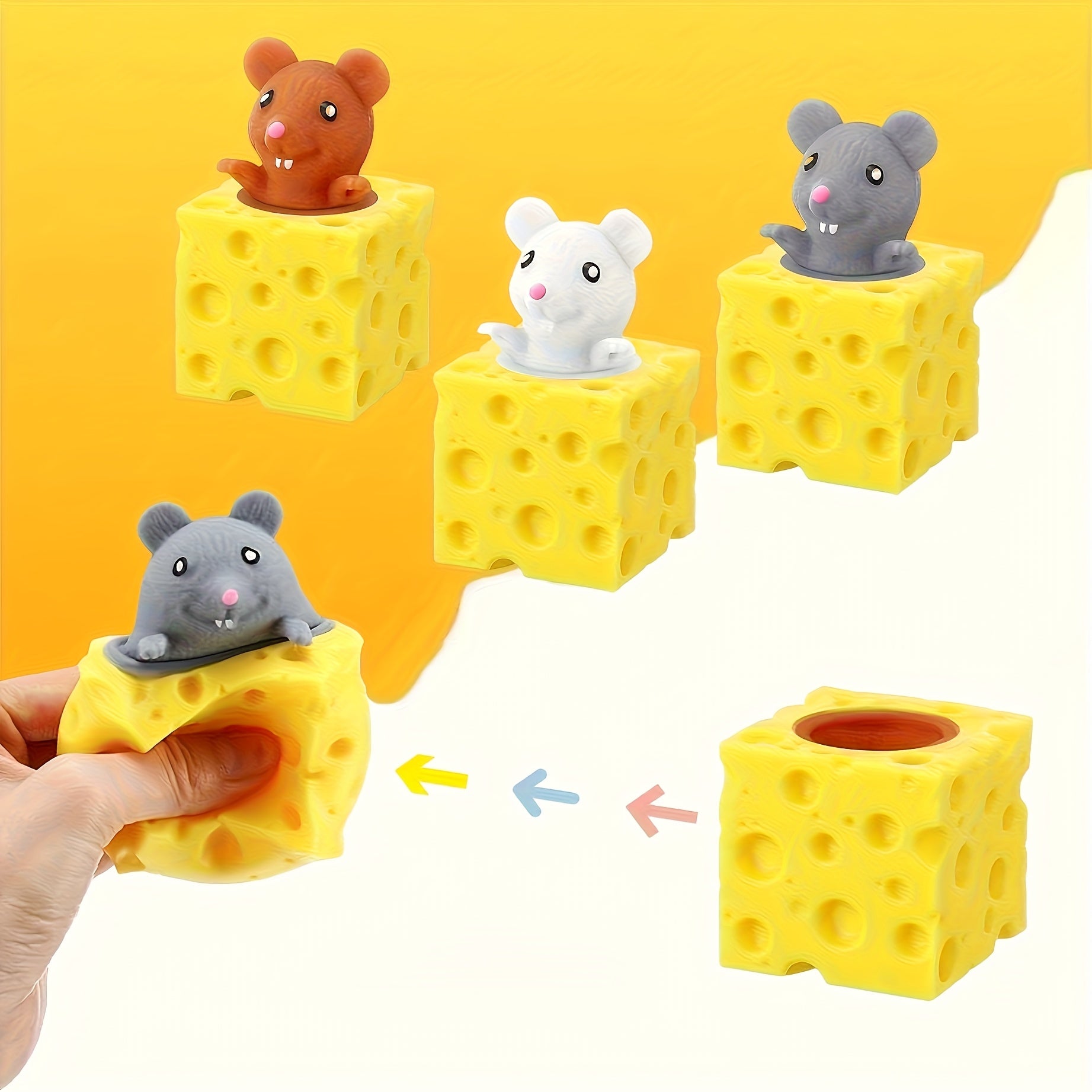 24 pièces Jouets Souris à Presser et Détendre - Cadeaux de Fête Amusants, Couleurs Mélangées (Gris, Blanc, Marron), Matériau en Polyester Doux, Parfaits pour Anniversaires, Cadeaux & Détente, Jouets Ludiques | Souris Cartoon | Jouet Anti-Stress Durable