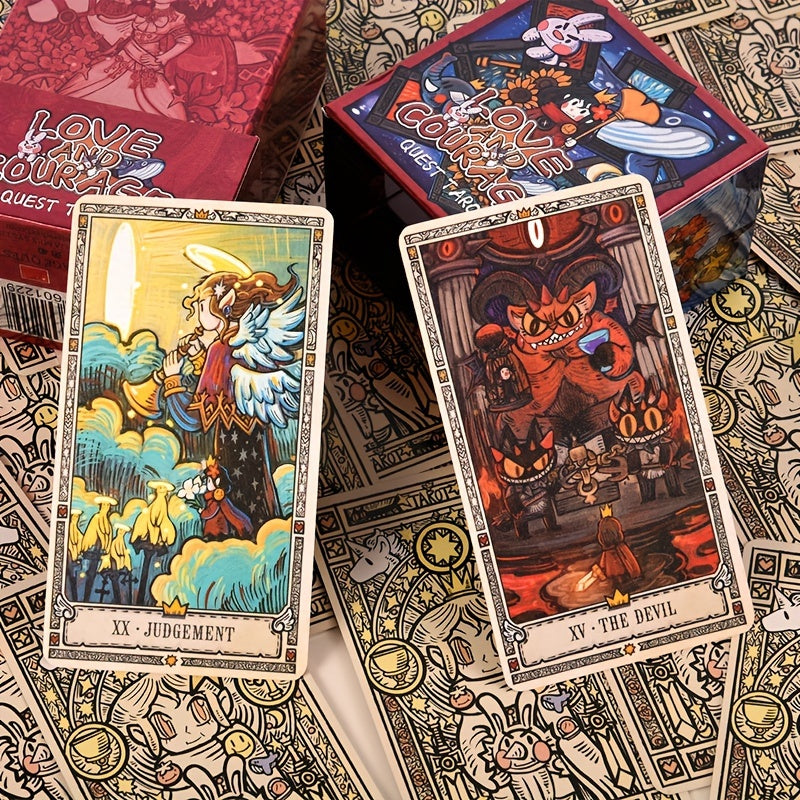 Cartes de Tarot Fantaisie KEPNOY Amour & Courage - Édition Standard de 78 Cartes pour Divination, Jeu de Fête et Prédiction de l'Avenir - Cadeau Idéal pour Halloween, Noël, Thanksgiving