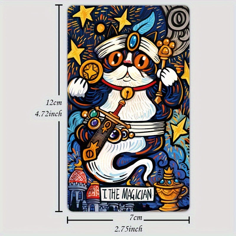 KEPNOY Cat Star Tales Tarot Deck, 78 cartes de taille standard, cartes de fortune en papier pour les jeux de fête, Halloween, Thanksgiving, cadeau de Noël, illustrations enchantantes