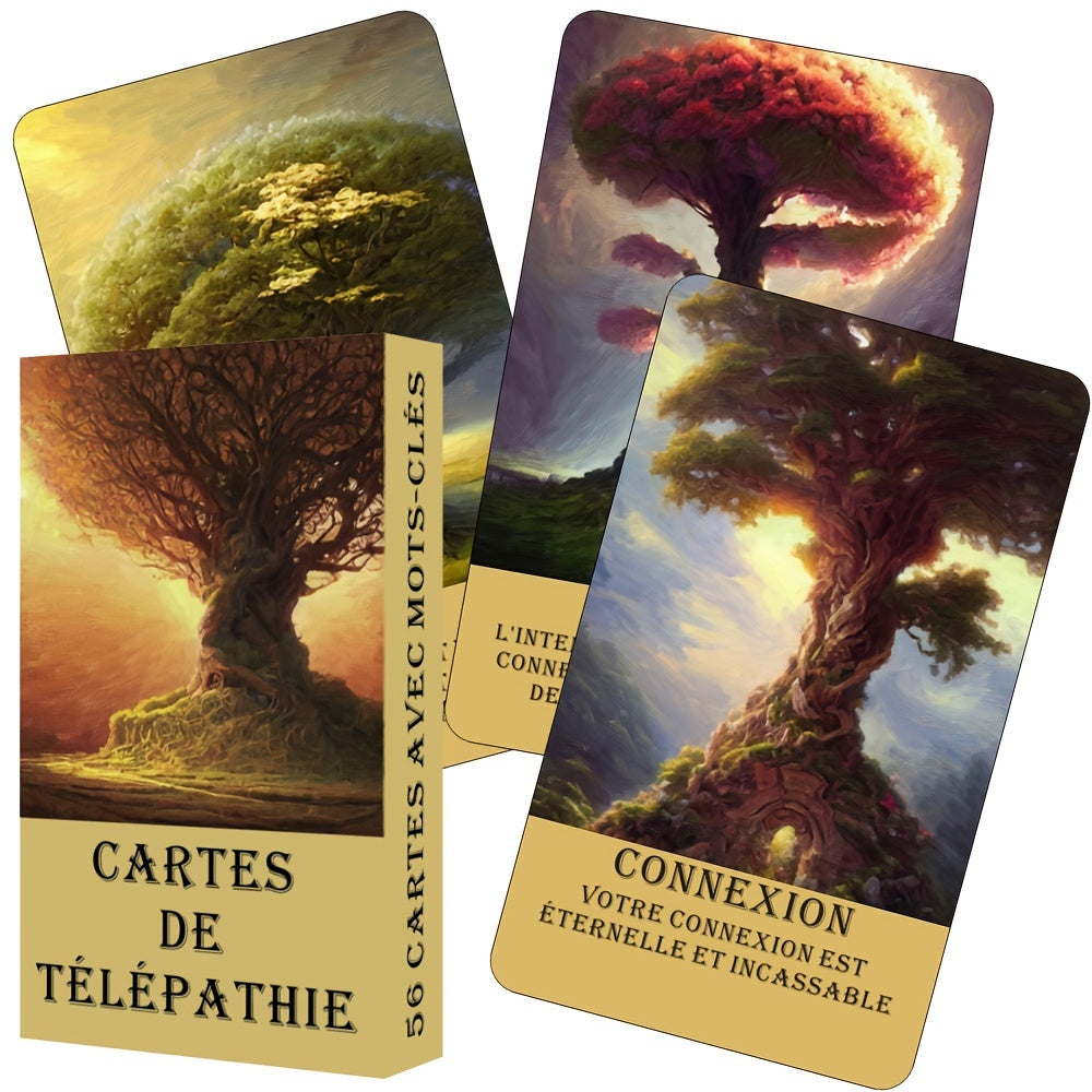 Cartes de Tarot Français pour Débutants, Cartes Oracle de la Forêt Mystérieuse, Jeu d'Oracle de Télépathie, Taro des Arbres, Beau Jeu Français, 12x7cm\u002F4.72x2.75 pouces, 56-Cartes