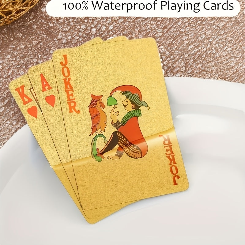 Jeu de Cartes en Plastique Doré Imperméable, Souple et de Haute Qualité, Idéal pour Fêtes et Jeux, Cadeau