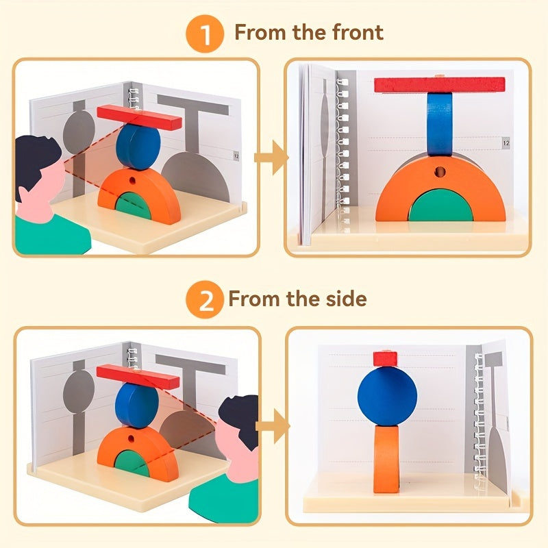 Blocs de Puzzle 3D en Bois - Jouet Éducatif STEM pour Jeunes, Apprentissage Amélioré par Projection, Pas de Piles Nécessaires, Cadeau Parfait pour Garçons & Filles à Noël, Halloween, Thanksgiving, Anniversaires, Jouets Cognitifs