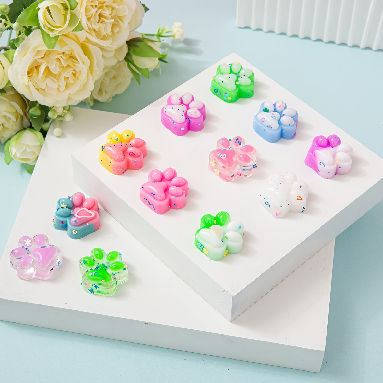 12\u002F24\u002F36 pièces Mini Jouets Souples Mignons en Forme de Patte de Chat, Jouets Souples à Presser Griffes d'Animal, Remplissage Idéal pour Décoration de Panier de Pâques, Garniture pour Sac de Fête de Noël