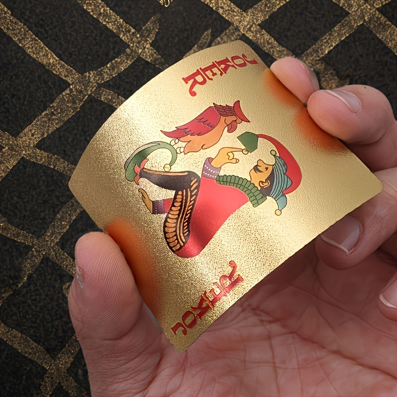 Jeu de Cartes en Plastique Doré Imperméable, Souple et de Haute Qualité, Idéal pour Fêtes et Jeux, Cadeau