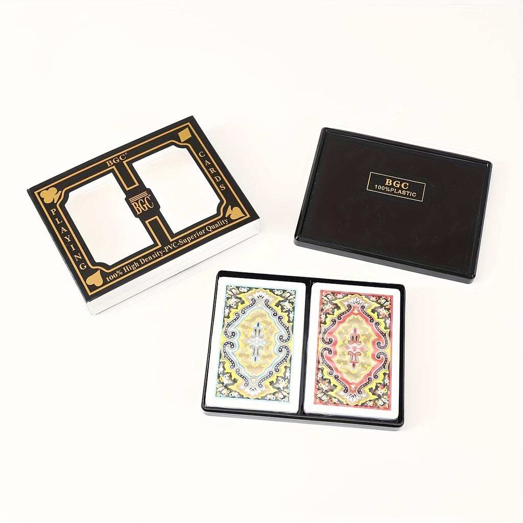 2 Decks BGC Cartes à jouer imperméables, PVC haute densité, Qualité supérieure, Jeu pour adultes, Matériau plastique, Boîte conteneur - Idéal pour les jeux de cartes et les collectionneurs