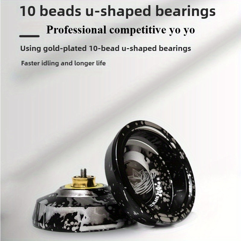 1pc X2 Yoyo Ball noir et or - Qualité professionnelle, sommeil longue durée, alliage d'aluminium, idéal pour le jeu compétitif et les cadeaux, Yoyo de jeu compétitif | Design élégant | Impression haute qualité, Jeu de société Yoyo