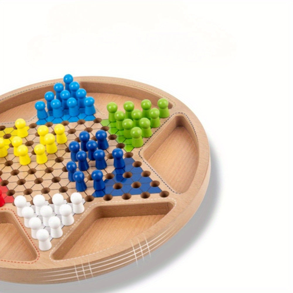 Ensemble de jeu de dames et d'échecs volants en bois 2 en 1 - Pièces colorées en forme d'étoile pour la famille, les fêtes et le jeu interactif, Soirée de jeu familial | Pièces en forme d'étoile | Ensemble de jeu en bois