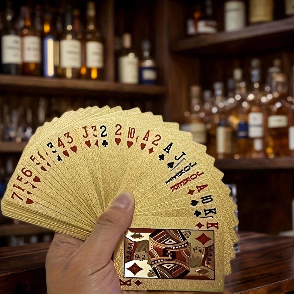 Jeu de Cartes en Plastique Doré Imperméable, Souple et de Haute Qualité, Idéal pour Fêtes et Jeux, Cadeau