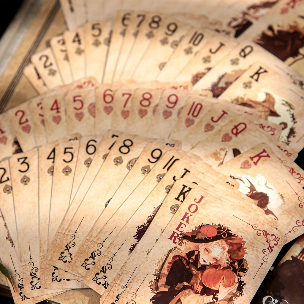 55pcs\u002Fboîte Cartes de Poker Exquises Style Magique Rétro Sombre Mystérieux, Jeu de Cartes Multijoueur, Relaxation, Divertissement, Utilisation de Fête, Décoration de Scrapbook