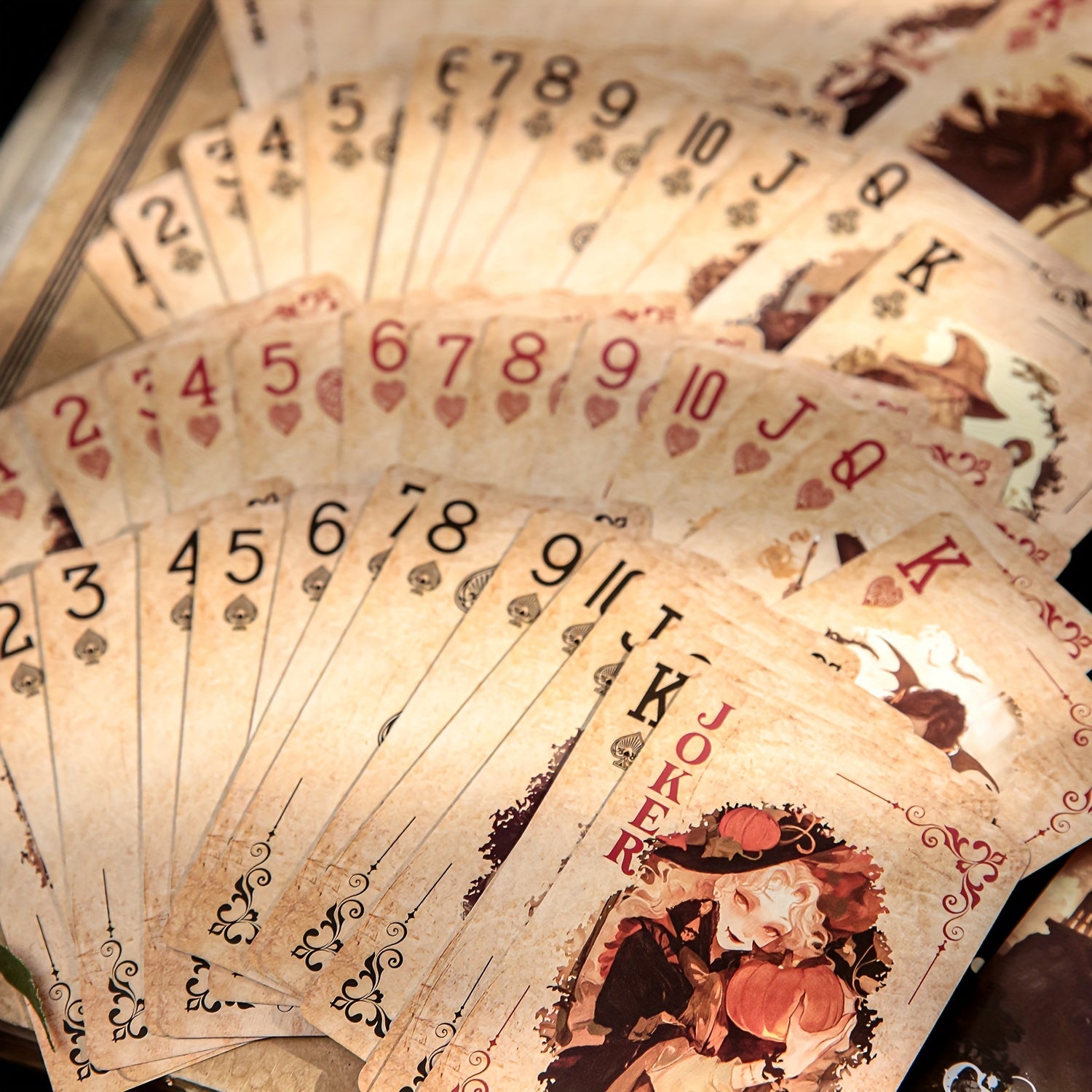 55pcs\u002Fboîte Cartes de Poker Exquises Style Magique Rétro Sombre Mystérieux, Jeu de Cartes Multijoueur, Relaxation, Divertissement, Utilisation de Fête, Décoration de Scrapbook