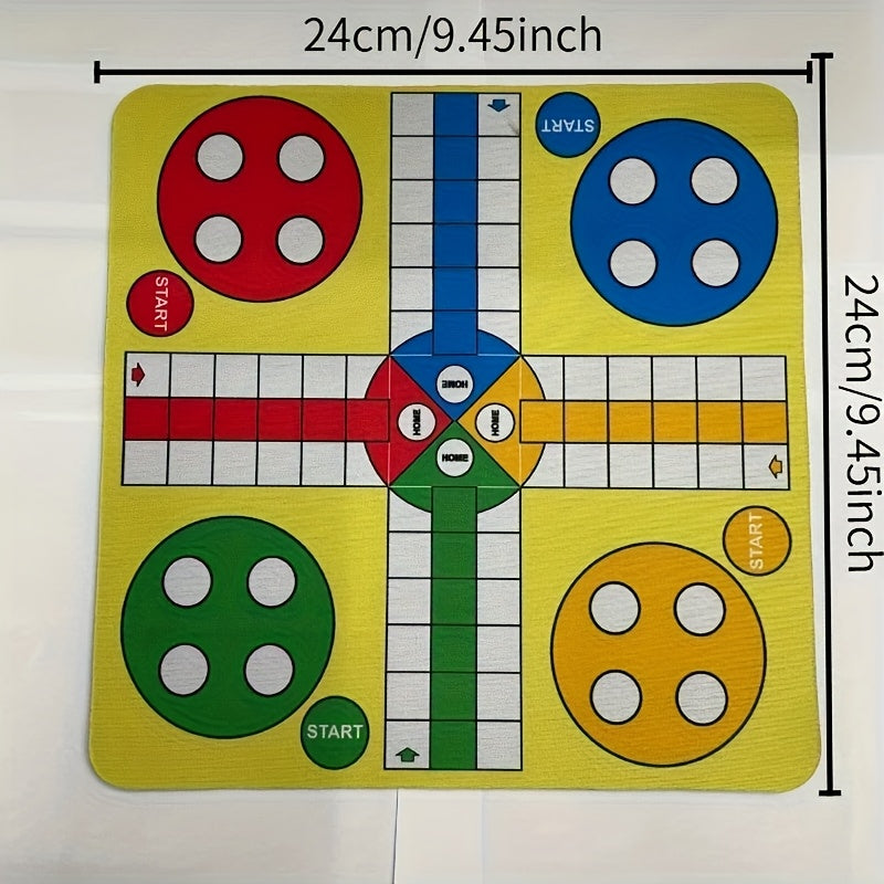 Version simplifiée du jeu d'échecs volant pour quatre joueurs avec 16 pièces + tapis de jeu + dés, un design polyvalent et léger pour le divertissement à tout moment et n'importe où