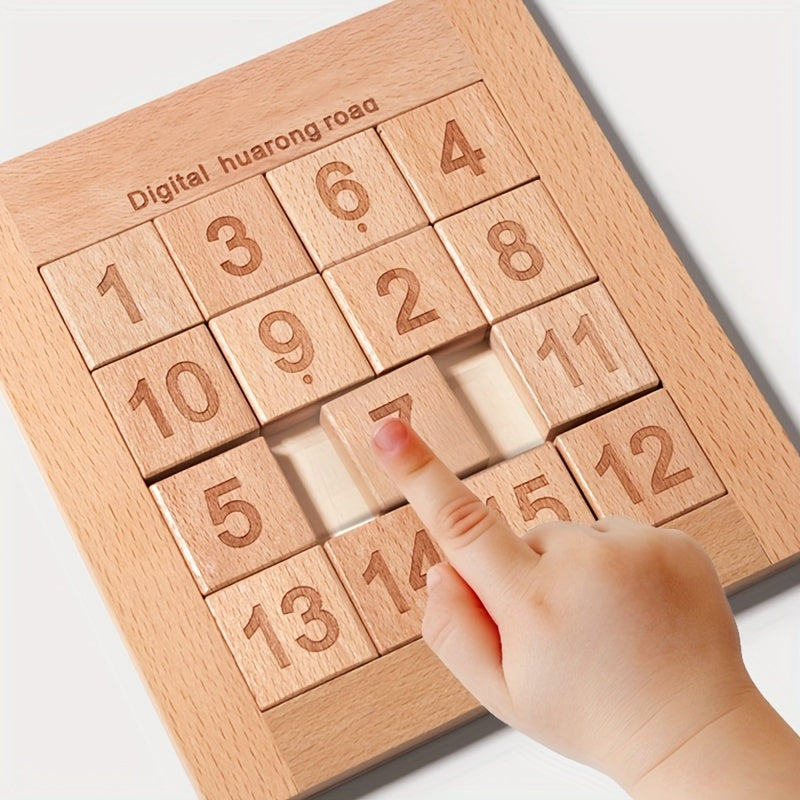 Puzzle Klein - Jeu de réflexion en bois pour enfants, labyrinthe numérique coloré Huarong Road, améliore les compétences cognitives et l'apprentissage ludique