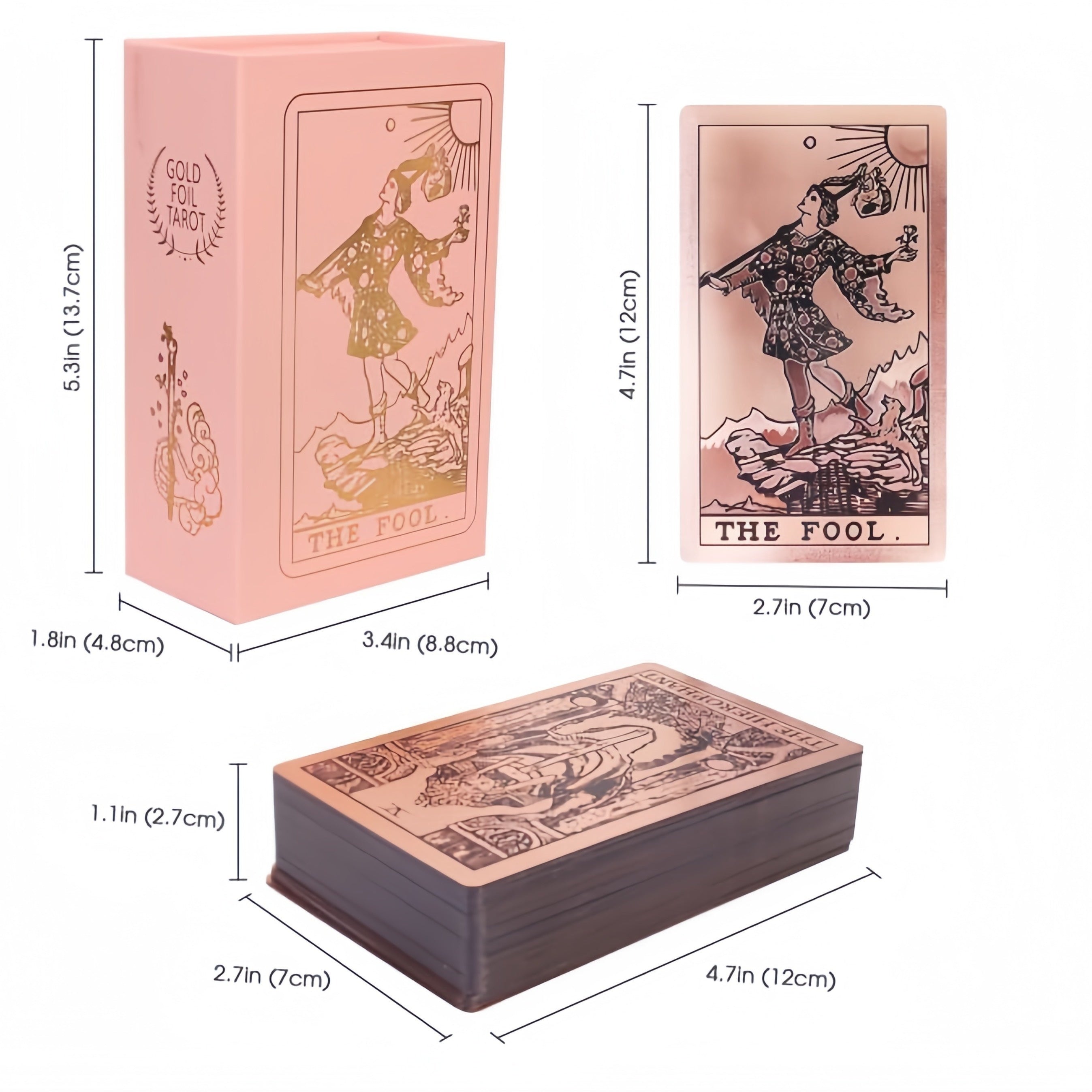 Cartes de Tarot Dorées Rose de Luxe, Jeu de 78 pièces avec Guide - Matériau PET Étanche et Résistant aux Rides, Taille Standard (4.72x2.76 pouces) - Parfait pour Débutants et Experts, Feuille Dorée, Jeu de Cartes de Tarot