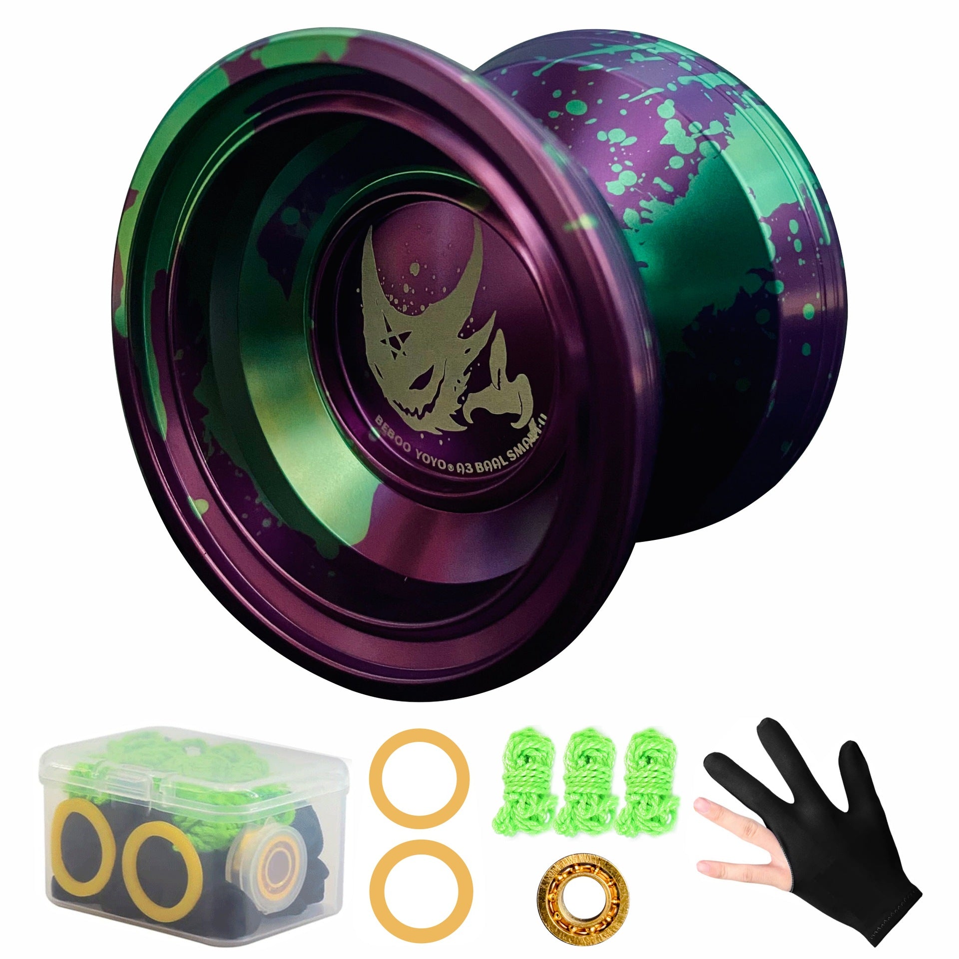 1pc BEBOOYOYO A3 Dieu du Mal Barre Yo-Yo en Alliage Violet pour Garçons - Jouet Haute Performance avec Accessoires, Couleurs Mixtes\u002FViolet\u002FBleu, Conception en Alliage d'Aluminium Durable pour des Tours Fluides et un Jeu Amusant