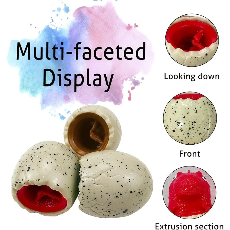 3 pièces Jouets à Presser Œufs de Dinosaure Colorés - Design Fissuré Texturé, Couleurs Variées (Vert, Rouge, Rose), Amusement et Détente pour Enfants, Idéal pour Anniversaires, Vacances et Cadeaux de Pâques, Jouets Dinosaures