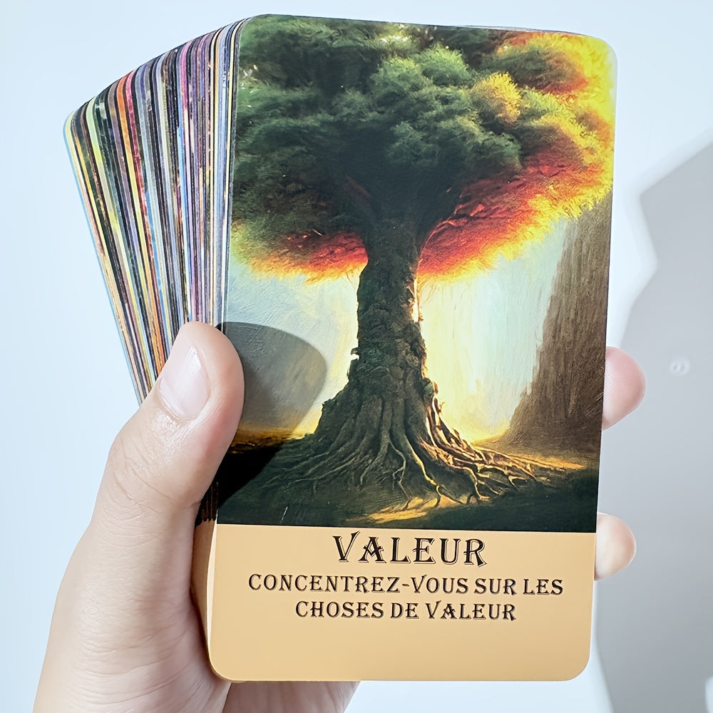 Cartes de Tarot Français pour Débutants, Cartes Oracle de la Forêt Mystérieuse, Jeu d'Oracle de Télépathie, Taro des Arbres, Beau Jeu Français, 12x7cm\u002F4.72x2.75 pouces, 56-Cartes