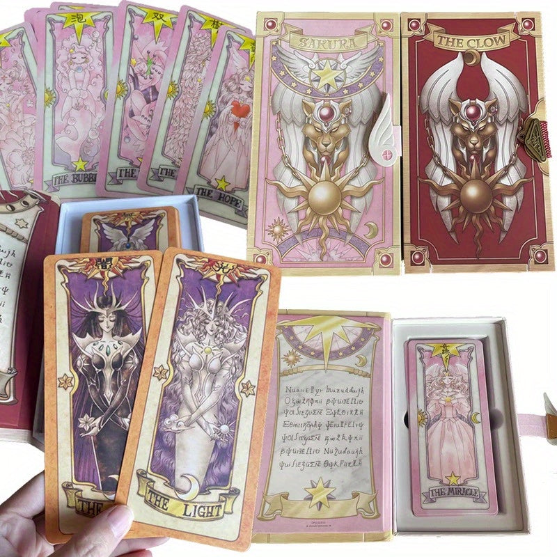 Prenez-le Maintenant ! Nouvelle Édition de Luxe de la Fille des Cartes Magiques Sakura - Transformation Sakura, Jeu de Rôle d'Anime avec les Cartes Trèfle Portables du Nouveau Magicien Sakura, Coffret Cadeau et Décoration à Collectionner