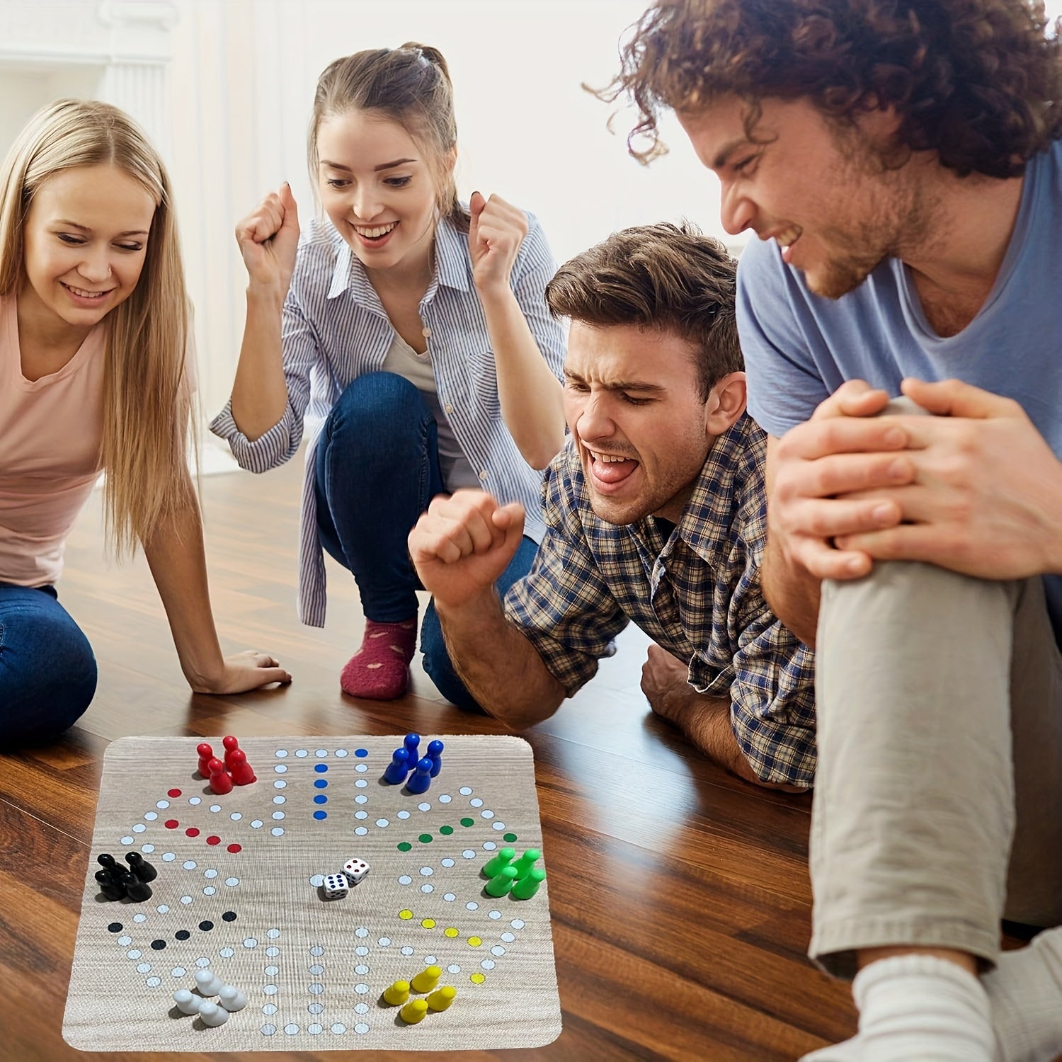 Jeu de Ludo & Échecs Volants Portable JACKAROO - Tapis de Souris pour 6 Joueurs, Pas d'Électricité Nécessaire, Idéal pour le Loisir Familial & les Fêtes, 14 Ans et Plus