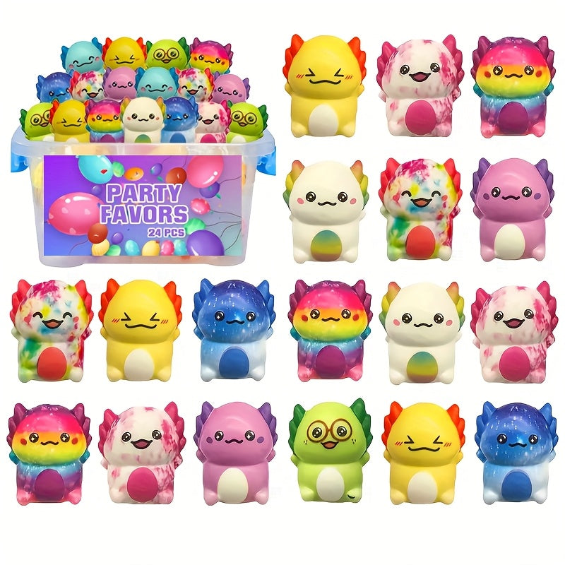 24 pièces de Jouets Mignons d'Axolotls à Montée Lente en Peluche Douce - Couleurs et Motifs Variés, Idéaux pour Cadeaux d'Anniversaire, Prix de Carnaval, Sacs de Bonbons & Décorations Festives