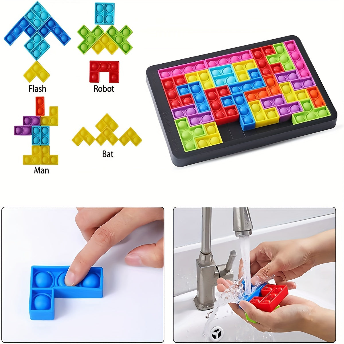 Blocs de Construction Puzzle en Silicone Souple - Jeu de Défi Cérébral et de Détente pour le Liement Parents-Jeunes, Jouet Éducatif