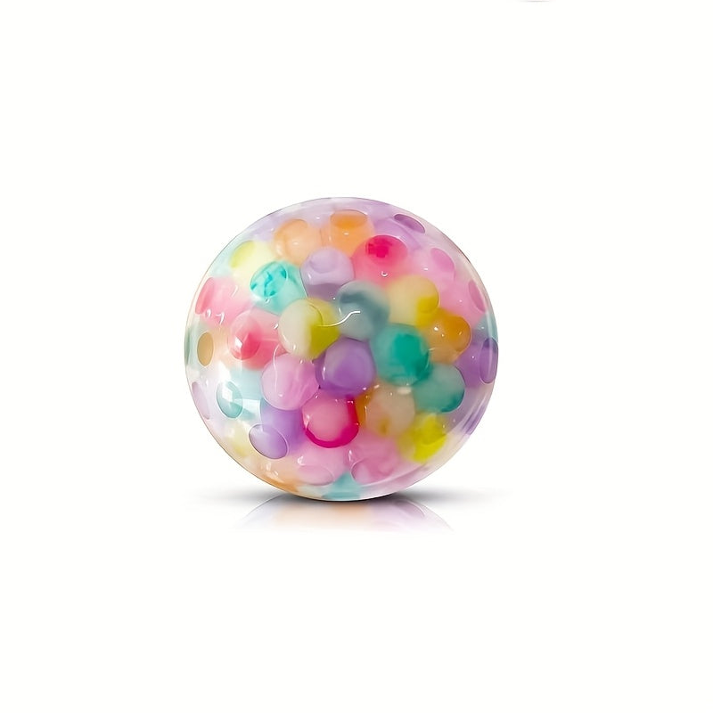 1pc Balle à Presser Jouet - Couleur Mixte en Caoutchouc pour Soulagement de l'Anxiété Sensorielle - Boule de Raisin Arc-en-ciel, Humide et Lisse