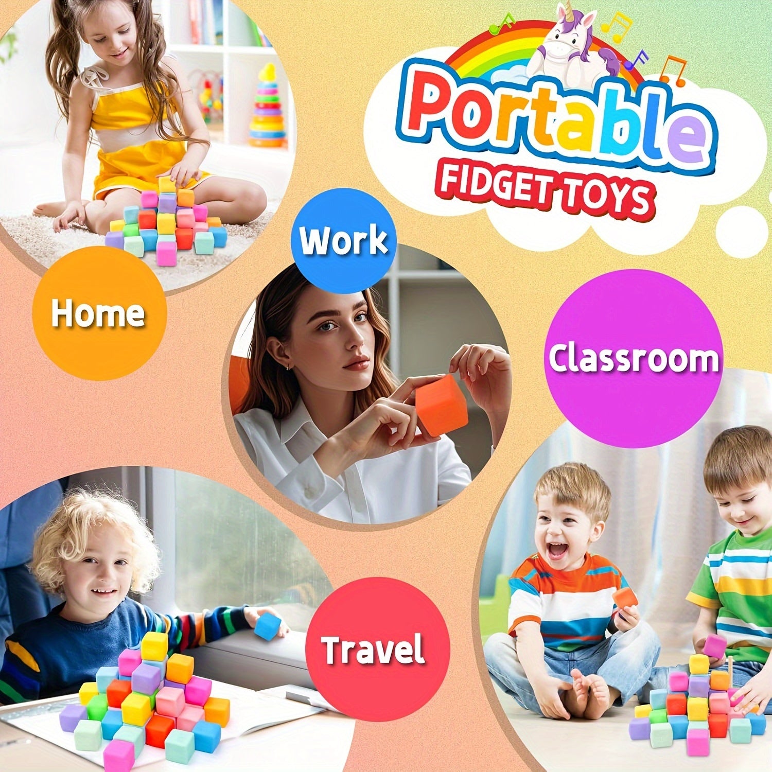 20 Cubes Antistress Souples - Jouets Sensoriels à Détente Lente pour Enfants et Étudiants - Idéaux pour Récompenses en Classe, Cadeaux de Noël et Fêtes