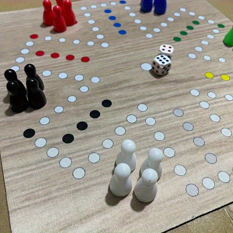 Jeu d'Échecs Volants pour 6 Joueurs - Grand Tapis de Souris de 9.45 pouces avec Plateau en Caoutchouc Coloré, 24 Pièces aux 6 Couleurs Vives, 2 Dés, Idéal pour les Réunions Familiales et Divertissement Festif
