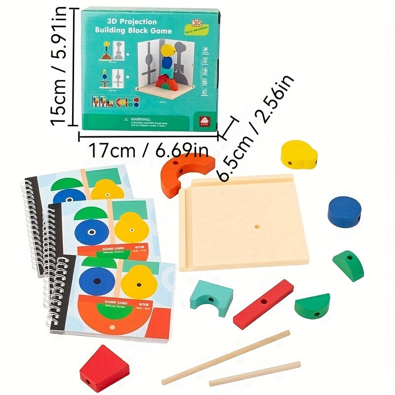 Blocs de Puzzle 3D en Bois - Jouet Éducatif STEM pour Jeunes, Apprentissage Amélioré par Projection, Pas de Piles Nécessaires, Cadeau Parfait pour Garçons & Filles à Noël, Halloween, Thanksgiving, Anniversaires, Jouets Cognitifs