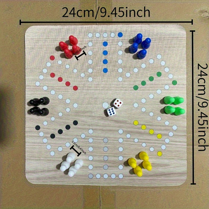 Jeu d'Échecs Volants pour 6 Joueurs - Grand Tapis de Souris de 9.45 pouces avec Plateau en Caoutchouc Coloré, 24 Pièces aux 6 Couleurs Vives, 2 Dés, Idéal pour les Réunions Familiales et Divertissement Festif