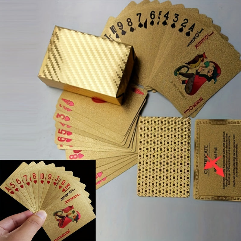 Cartes de poker en plastique imperméable avec feuille d'or noir, idéales pour les jeux de table et les collectionneurs