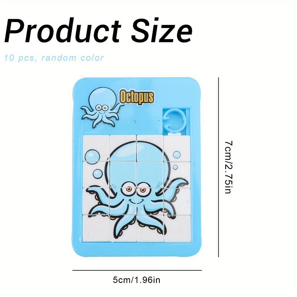 10 Puzzles Glissants Miniatures Animaux pour Enfants, Casse-Tête Mobile, Plastique Durable Étanche, Jouets Éducatifs Amusants pour Maternelle, Couleurs Aléatoires