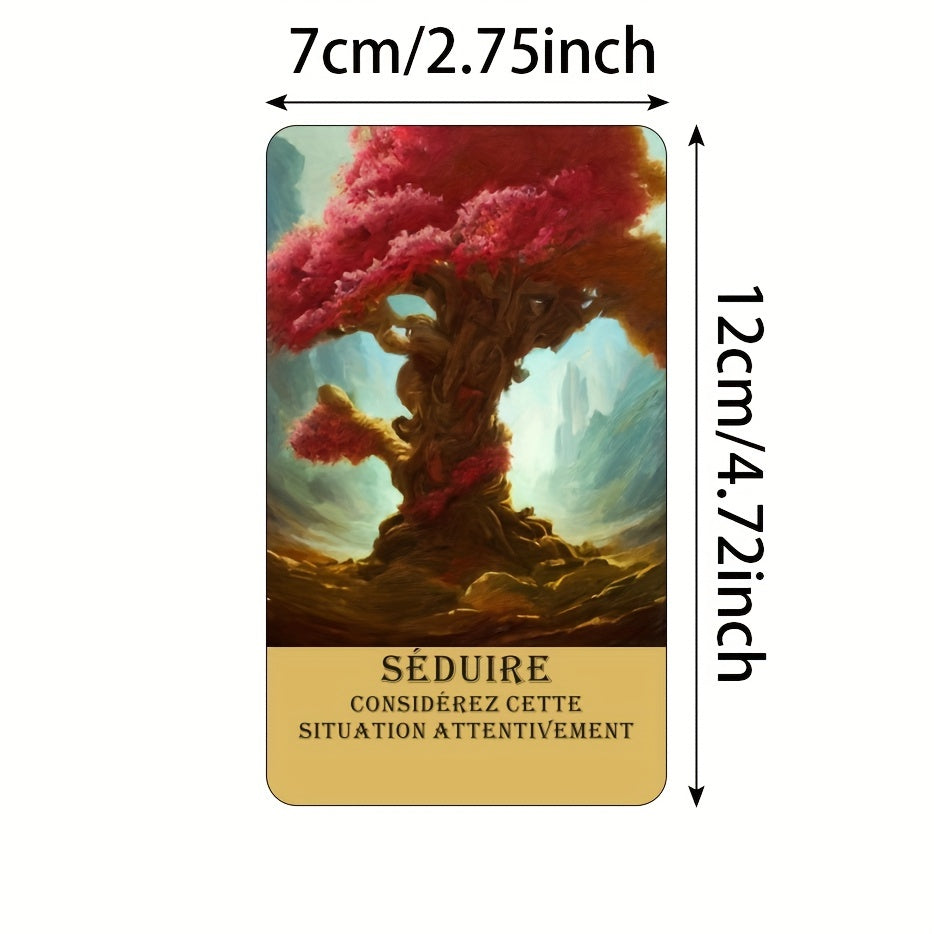 Cartes de Tarot Français pour Débutants, Cartes Oracle de la Forêt Mystérieuse, Jeu d'Oracle de Télépathie, Taro des Arbres, Beau Jeu Français, 12x7cm\u002F4.72x2.75 pouces, 56-Cartes