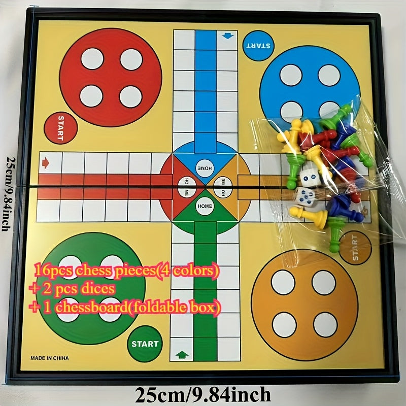 Jeu d'échecs volant magnétique 25x25 cm - 16 pièces colorées, 2 dés, plateau pliable portable pour réunions familiales, fêtes et événements sociaux | Jeu d'échecs coloré | Pièces magnétiques
